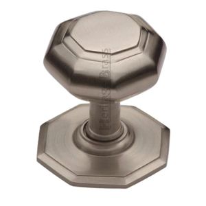 Heritage Brass Octagonal Tiered Centre Door Knob, Satin Nickel