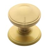 Heritage Brass Round Centre Door Knob, Satin Brass