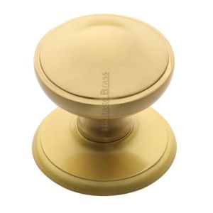 Heritage Brass Round Centre Door Knob, Satin Brass