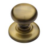 Heritage Brass Round Centre Door Knob, Antique Brass