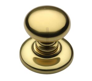 Heritage Brass Round Centre Door Knob, Polished Brass