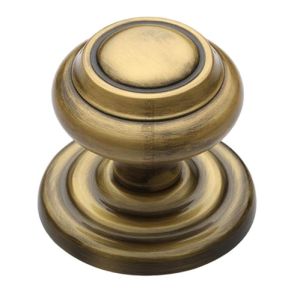 Heritage Brass Round Centre Door Knob, Antique Brass