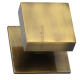 Heritage Brass Square Centre Door Knob, Antique Brass