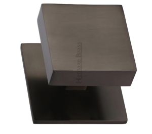 Heritage Brass Square Centre Door Knob, Matt Bronze