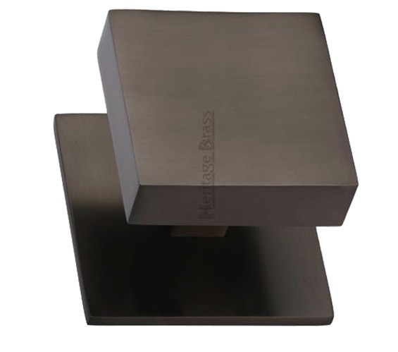 Heritage Brass Square Centre Door Knob, Matt Bronze