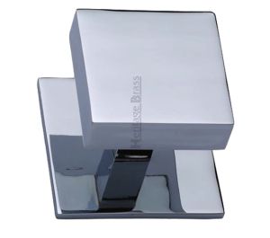 Heritage Brass Square Centre Door Knob, Polished Chrome