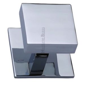Heritage Brass Square Centre Door Knob, Polished Chrome