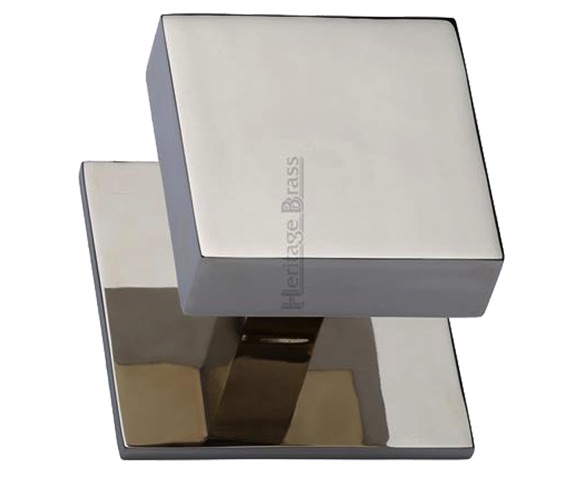Heritage Brass Square Centre Door Knob, Polished Nickel