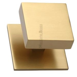 Heritage Brass Square Centre Door Knob, Satin Brass