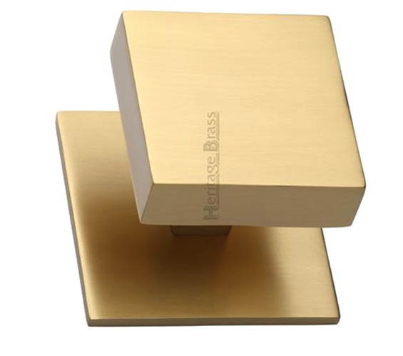 Heritage Brass Square Centre Door Knob, Satin Brass