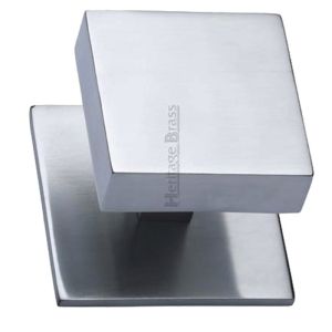 Heritage Brass Square Centre Door Knob, Polished Chrome