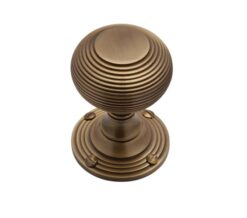 Heritage Brass Reeded Mortice Door Knobs, Antique Brass (sold in pairs)