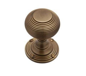 Heritage Brass Reeded Mortice Door Knobs, Antique Brass (sold in pairs)