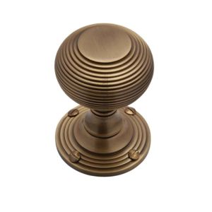Heritage Brass Reeded Mortice Door Knobs, Antique Brass  (sold in pairs)