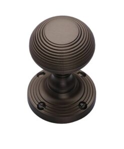 Heritage Brass Reeded Mortice Door Knobs, Matt Bronze  (sold in pairs)