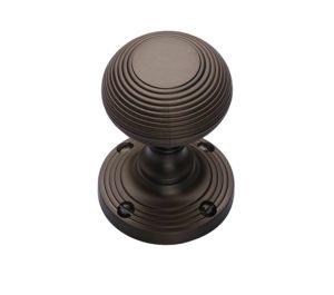 Heritage Brass Reeded Mortice Door Knobs, Matt Bronze (sold in pairs)