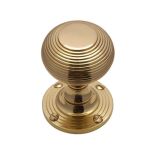 Heritage Brass Reeded Mortice Door Knobs, Polished Brass  (sold in pairs)