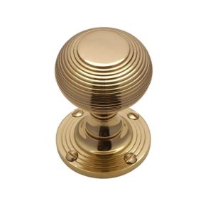 Heritage Brass Reeded Mortice Door Knobs, Polished Brass  (sold in pairs)