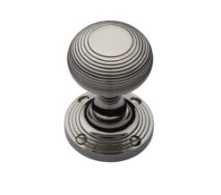 Heritage Brass Reeded Mortice Door Knobs, Polished Nickel  (sold in pairs)