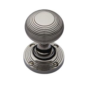 Heritage Brass Reeded Mortice Door Knobs, Polished Nickel  (sold in pairs)