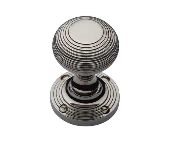 Heritage Brass Reeded Mortice Door Knobs, Polished Nickel (sold in pairs)
