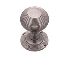 Heritage Brass Reeded Mortice Door Knobs, Satin Chrome (sold in pairs)