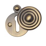 Heritage Brass Standard Round Reeded Covered Key Escutcheon, Antique Brass