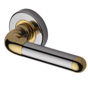 Heritage Brass Vienna Dual Finish Polished Chrome With Polished Brass Edge Door Handles On Round Rose  (sold in pairs)