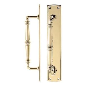 Renata Door Solid Brass Pull Handle on Backplate (Multiple Finish) & Dimensions 382mm x 64mm