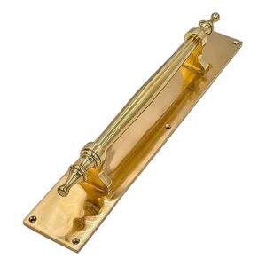 Dulice Solid Brass Pull Handle on Backplate in Polished Brass Finish & Dimensions 380mm x 68mm Robust and Stylish Choice for Doors & Large Front Doors