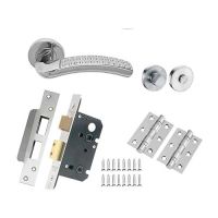 Lever on Round Rose Solid Range In Satin Stainless Steel Polished Stainless Steel Dual Finish – Lever 130 x 65 -Rose 52 x 8 mm Door Handle (Pack) /Ideal for residential and commercial