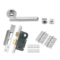 Lever on Round Rose Solid Range in Satin Stainless Steel Polished Stainless Steel Finish – Lever 139 x 65 -Rose 52 x 8 mm Door Handle (Pack) / Ideal for Modern Home and Office