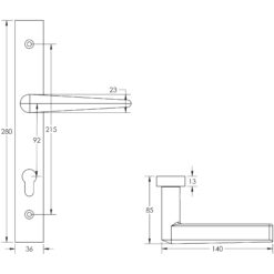 CR-107 Satin Brass Multi Point Backplate Door Handle