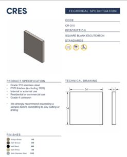 CRES Blank Sqaure Rose Escutcheon - Image 3