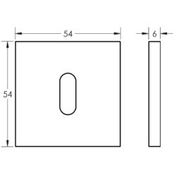 CR-T10 Satin Stainless Steel Standard Keyway Square Rose Escutcheon
