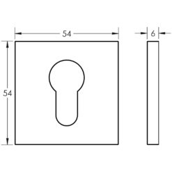 CR-U10 Satin Stainless Steel Euro Keyway Square Rose Escutcheon