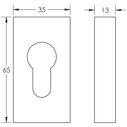 CRES Rectangular Antique Brass Euro Escutcheon