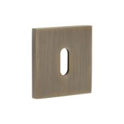 CR-T10 Antique Brass Standard Keyway Square Rose Escutcheon