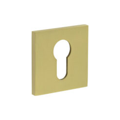 CR-U10 Satin Brass Euro Keyway Square Rose Escutcheon