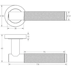 Knurled Door Handles - 136 x 65mm