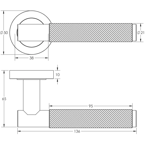 Knurled Door Handles – 136 x 65mm