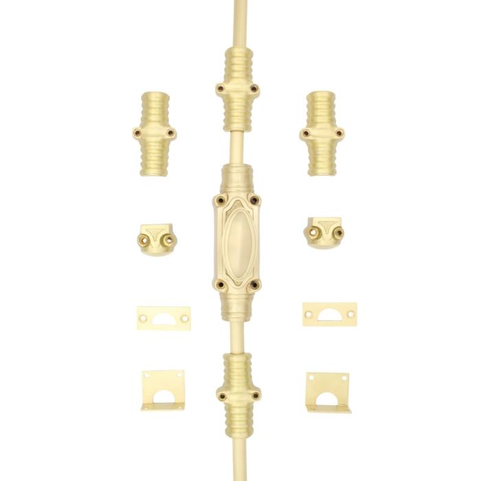Hampton Reeded Cremone Bolt by Euro Art | Solid Brass Espagnolette Bolt